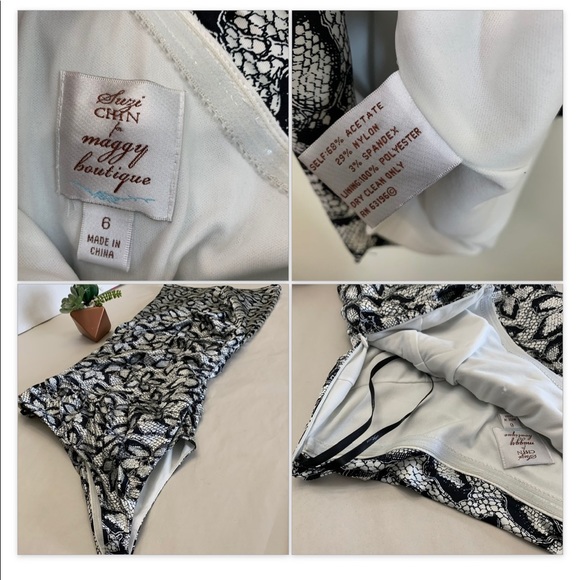 Suzi Chin One Shoulder Floral Silky Party Dress 6 - Picture 15 of 16